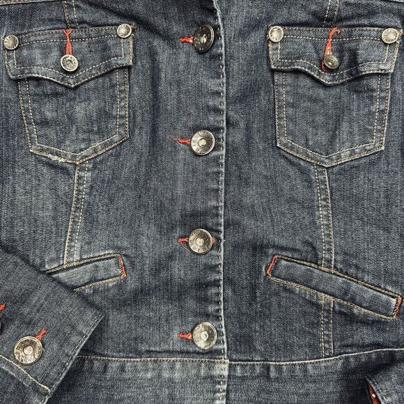 Christopher Banks Denim Jacket M Blue Dark Wash Button Cotton Blend Womens - Picture 6 of 9